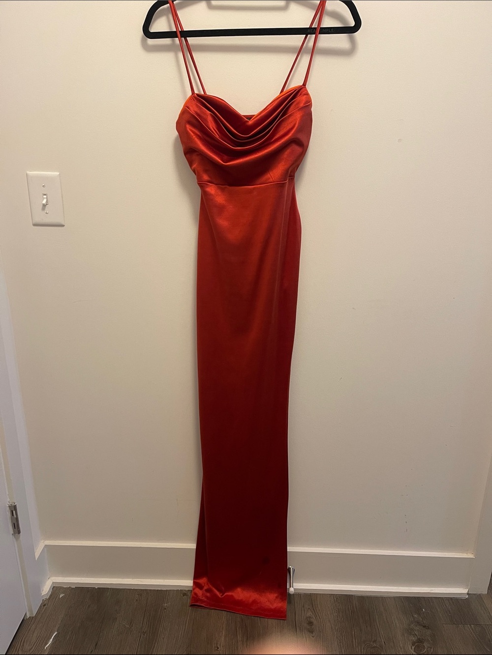 Windsor Red Satin Cowl Neck Maxi Dress